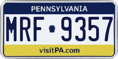 PA license plate MRF9357