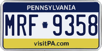 PA license plate MRF9358