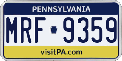 PA license plate MRF9359