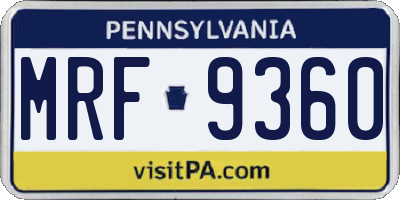 PA license plate MRF9360