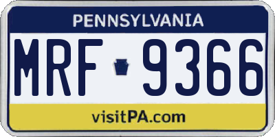 PA license plate MRF9366