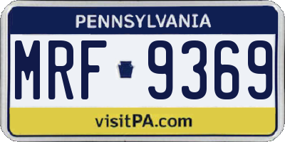 PA license plate MRF9369
