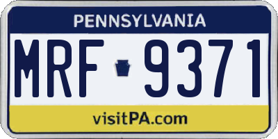 PA license plate MRF9371
