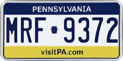 PA license plate MRF9372