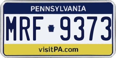 PA license plate MRF9373