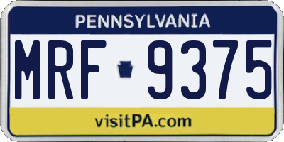 PA license plate MRF9375