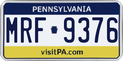 PA license plate MRF9376