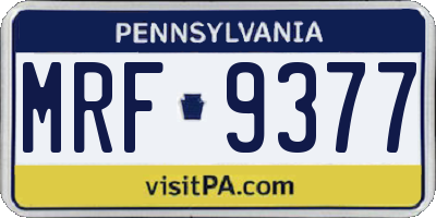 PA license plate MRF9377