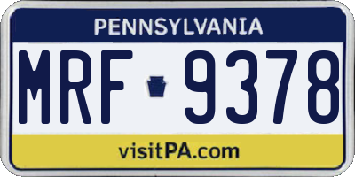 PA license plate MRF9378