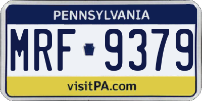 PA license plate MRF9379