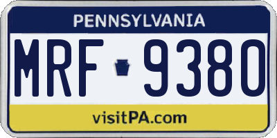 PA license plate MRF9380