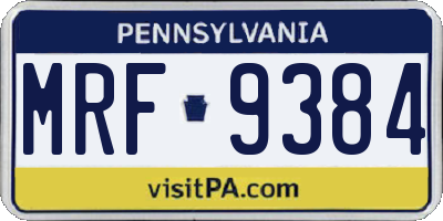 PA license plate MRF9384