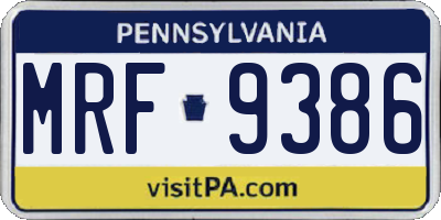 PA license plate MRF9386