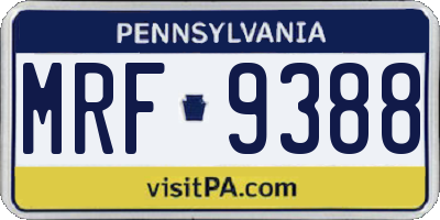 PA license plate MRF9388