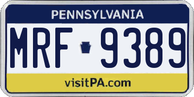 PA license plate MRF9389