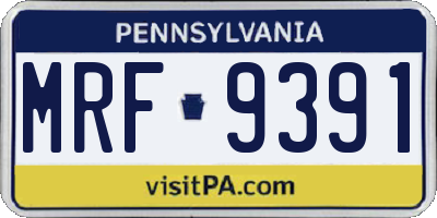 PA license plate MRF9391