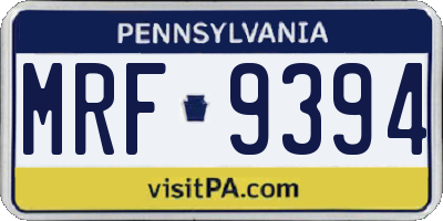 PA license plate MRF9394