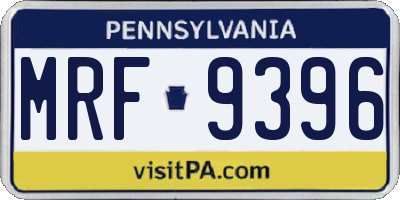 PA license plate MRF9396