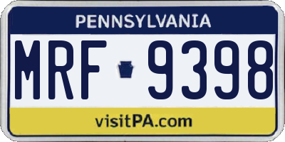 PA license plate MRF9398
