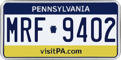 PA license plate MRF9402