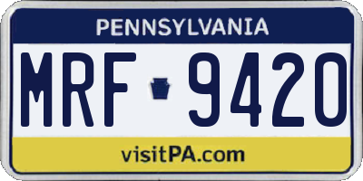 PA license plate MRF9420