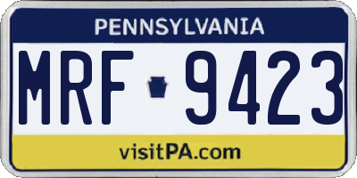 PA license plate MRF9423