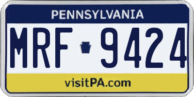 PA license plate MRF9424