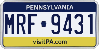 PA license plate MRF9431