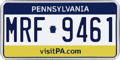 PA license plate MRF9461