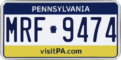 PA license plate MRF9474