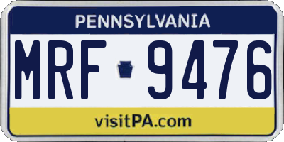PA license plate MRF9476