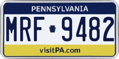 PA license plate MRF9482
