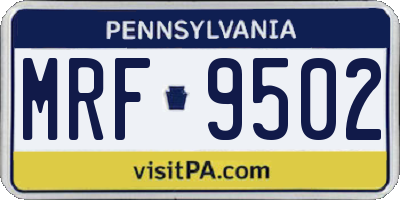 PA license plate MRF9502
