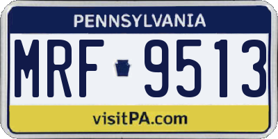 PA license plate MRF9513