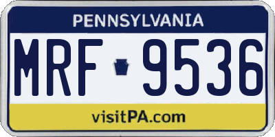 PA license plate MRF9536