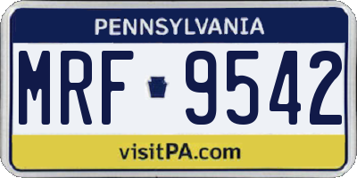 PA license plate MRF9542