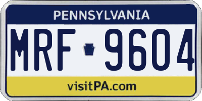 PA license plate MRF9604