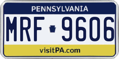 PA license plate MRF9606