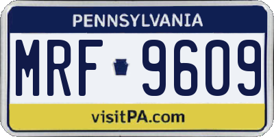 PA license plate MRF9609