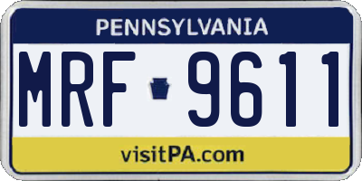 PA license plate MRF9611