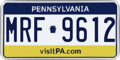 PA license plate MRF9612