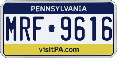 PA license plate MRF9616