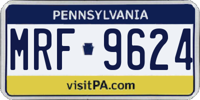 PA license plate MRF9624