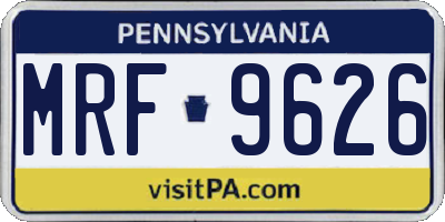 PA license plate MRF9626