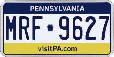 PA license plate MRF9627