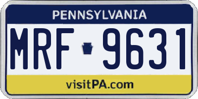 PA license plate MRF9631