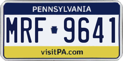 PA license plate MRF9641