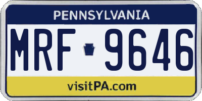 PA license plate MRF9646