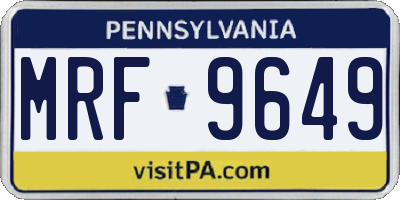 PA license plate MRF9649