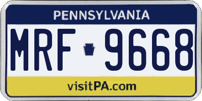 PA license plate MRF9668
